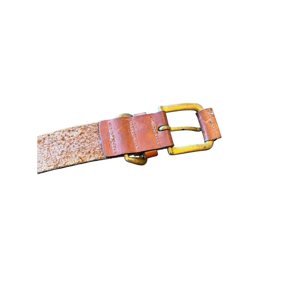 Capezio Belt Brown Genuine Leather Argentina Small Brass Buckle Classic SM